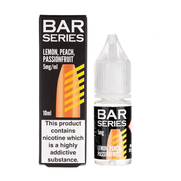 Lemon Peach PassionFruit Nic Salt by Bar Series - Box and bottle