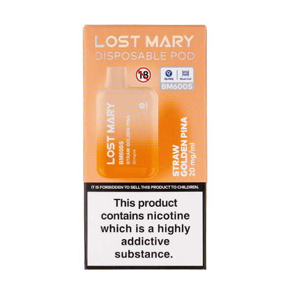 Lost Mary BM600S Disposable Vape in Straw Golden Pina
