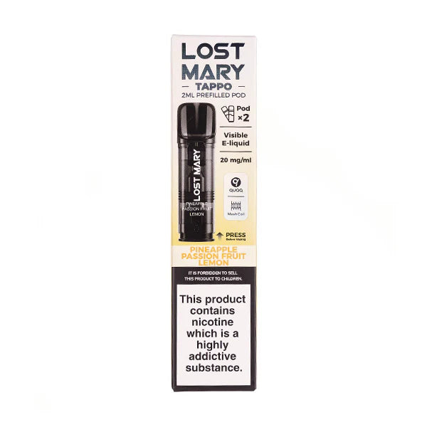 Pineapple Passion Fruit Lemon Tappo Prefilled Pods by Lost Mary