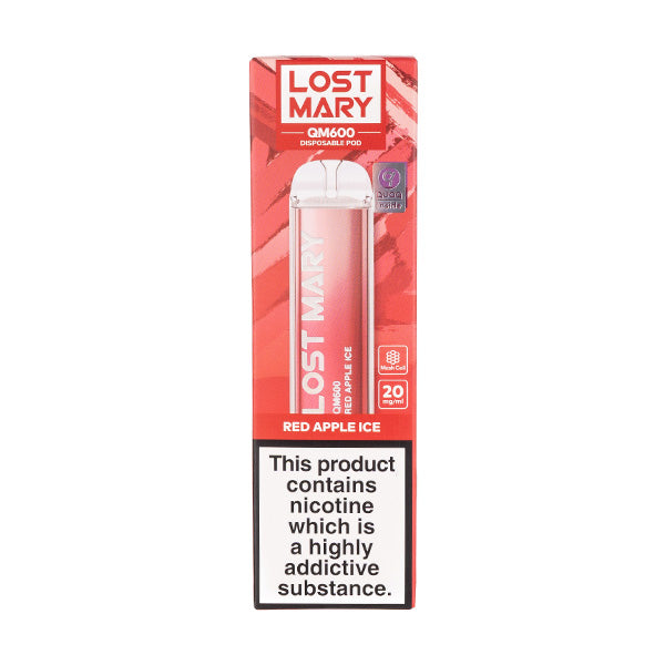 Lost Mary QM600 Disposable Vape Pen in Red Apple Ice